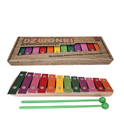 Diatonic COLORFUL 12 tone glockenspiel on wooden base