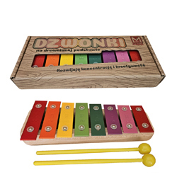 Diatonic COLORFUL 8 tone glockenspiel  on wooden base